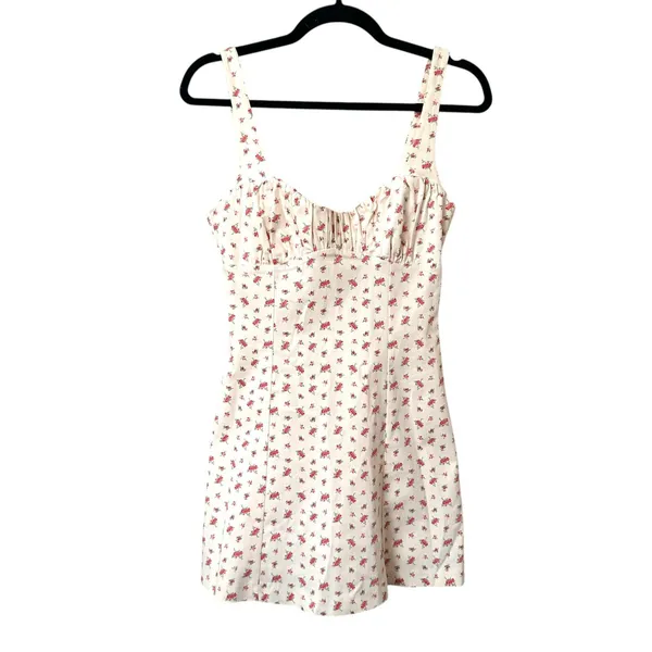 ZARA Floral Sweetheart Mini Dress White‎ Small - Image 2