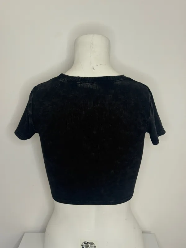 NINTH HALL Black Acid Wash Baby Tee - Image 3