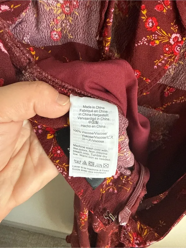 Madewell Apron Bowback Jumpsuit Red Floral Wide Leg Open Back Size 2 - Image 12