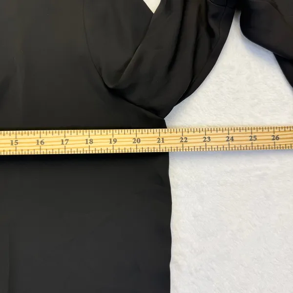 Amanda Uprichard Black Bell Sleeve V-Neck Blouse Top Large Made in USA - Image 3