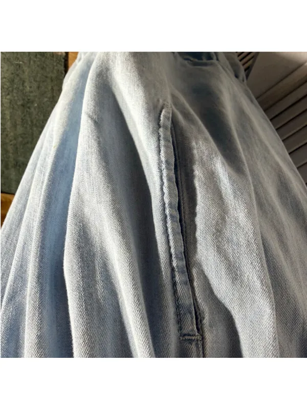 Vintage Y2K Gap babydooll denim dress tiered cotton cottage boho Western coastal - Image 10