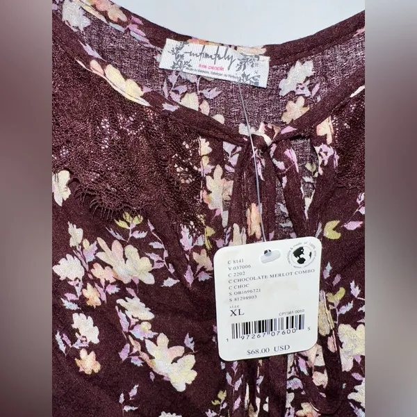 NWT FREE PEOPLE x INTIMATELY FP Take It Away Bodysuit Chocolate Merlot‎ - XL - Image 3