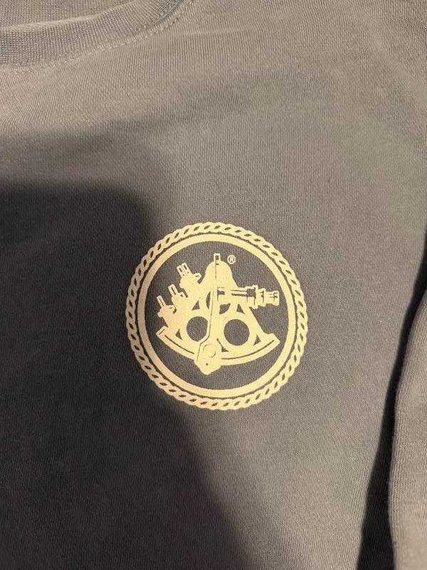 Women's Crewneck Sweatshirt in Taupe with Chest Emblem - Image 2