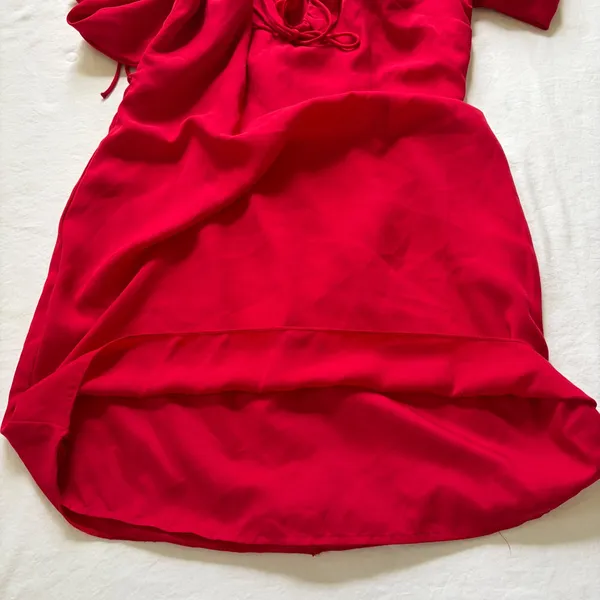 Red Wild Fable Small Dress Mini Ruffle Bell Sleeve Ties Small Festive Holiday‎ - Image 14