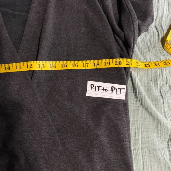 Athleta Purana Wrap Sweatshirt M Grey Tencel Modal‎ Crossover V-Neck Pullover - Image 13