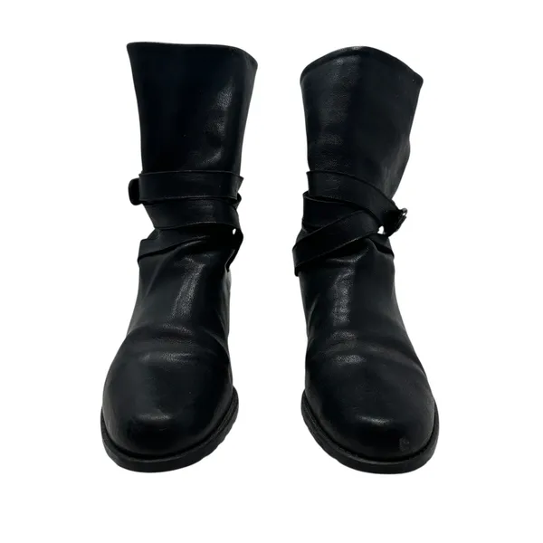 Stuart Weitzman Ranch‎ Dressing Boots Moto Buckle Leather Black Size US 6 - Image 2