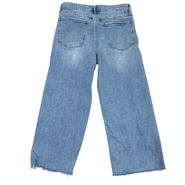 OAT New York‎ High Rise Wide Leg Cropped Jeans Frayed Hem - Image 4