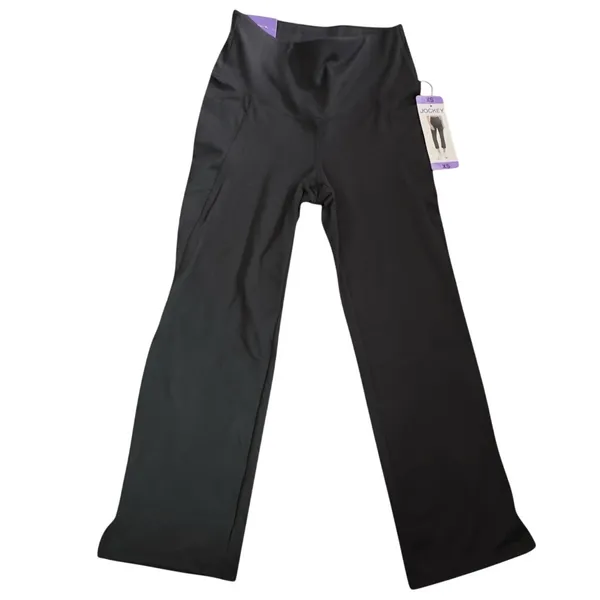 Jockey Cropped‎ Slit Flare Pant Women XS Black New High Rise Active Leggings - Image 2