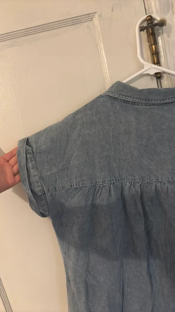 Denim Dress Button Up Short Sleeve Collared Neck - Image 8