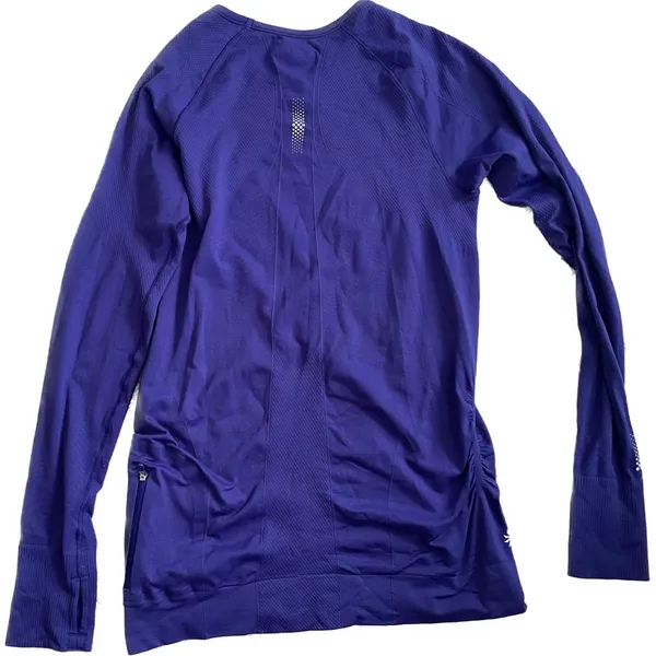 Athleta Women's Blue Long Sleeve Floral Compression Fitness Pullover Large - Image 2