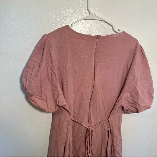 Evelett‎ J Style Women's Midi Fit & Flare Dress Short Sleeve Light Pink Crewneck - Image 6