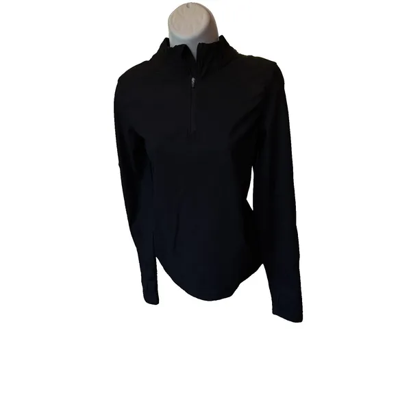 Mondetta 1/4 Zip Active Ribbed Top Black Women's Size M Activewear - Image 12