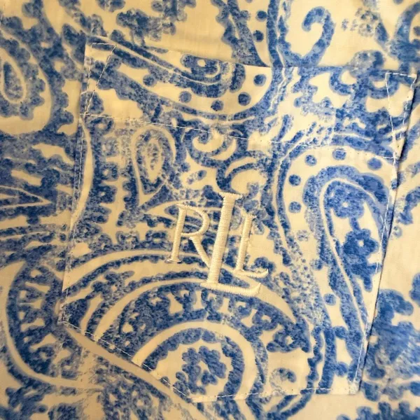 Lauren Ralph Lauren Blue Blue White Paisley Embroidered logo button down contemp - Image 10