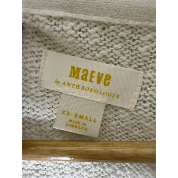 NWT Anthropologie Maeve V‎ Neck Striped Polo Pullover Sweater XXS - Image 3