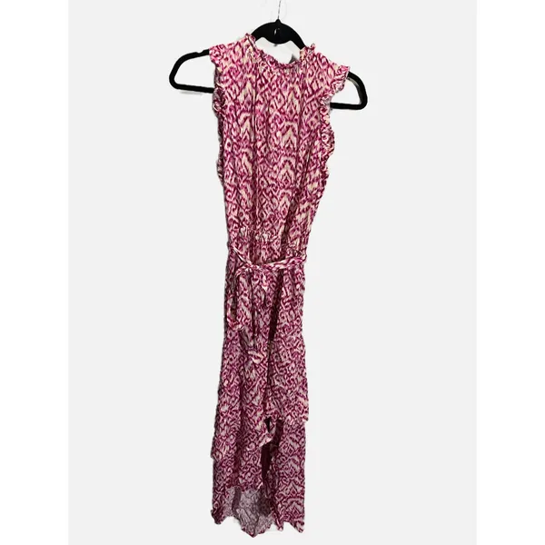 Who What Wear High Low Dress Womens Medium Pink‎ Batik Ruffle Sleeveless Resort - Image 2