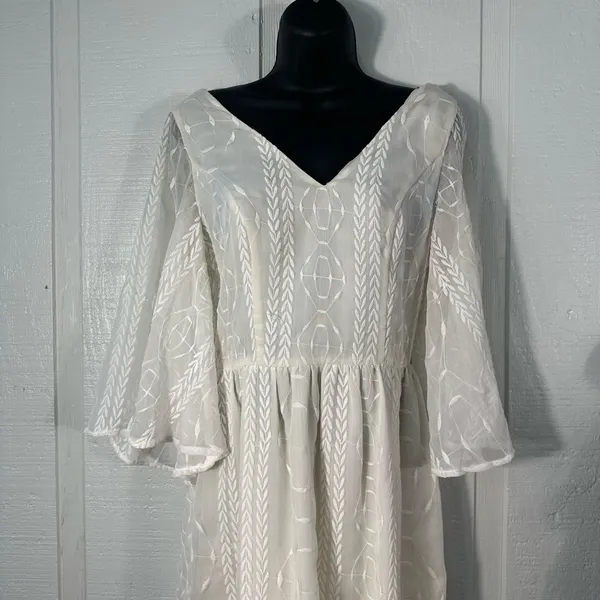 Sugar+Lips Off White Boho Lace Overlay Dress No Size EUC - Image 3