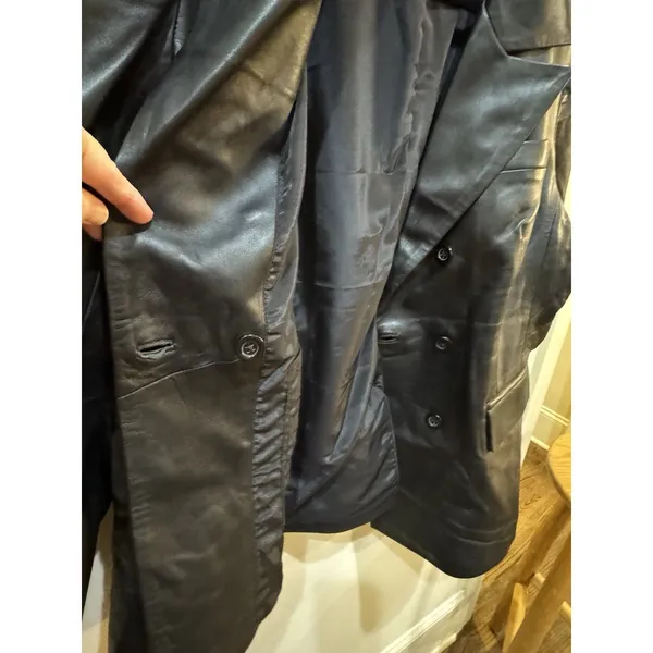 Women's Double Breasted‎ Style Black Leather Jacket BlazerMetro Witchy Size undefined - Image 7