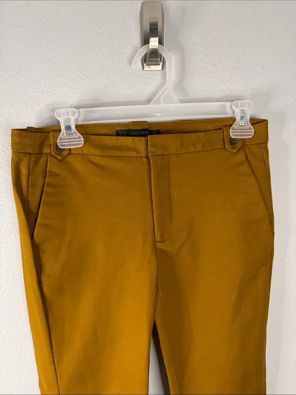 Zara Basic Ankle Pants - Mustard Brown - Size 4 - Image 2