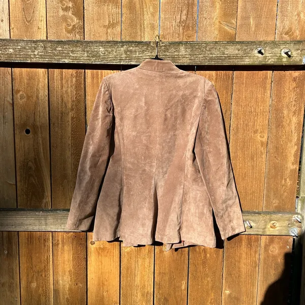 Vintage AMI Tan Suede Blazer Jacket size 16‎ fall winter aesthetic hipster warm - Image 10