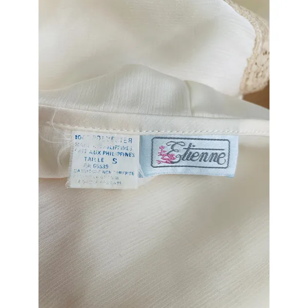 Vintage Etienne Cream Lace Peignoir Robe Small Embroidered Dressing Gown - Image 4