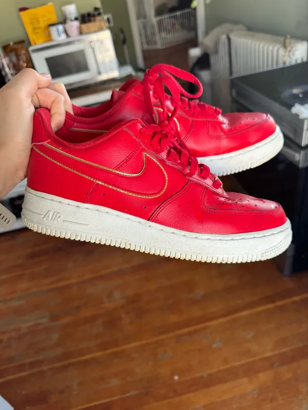 Red and Gold Nike Air Force 1s - Image 2