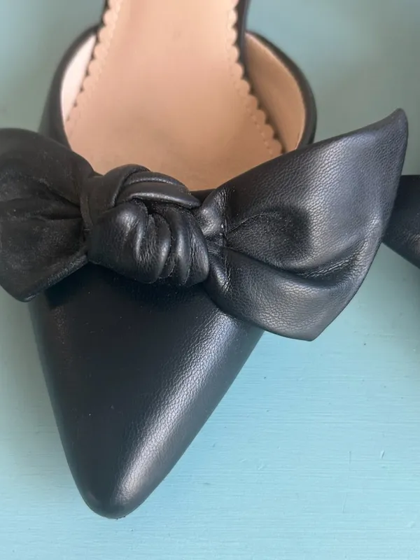 Isaac Mizrahi New York Bow Slingback Kitten Heels Black Size 7 - Image 7