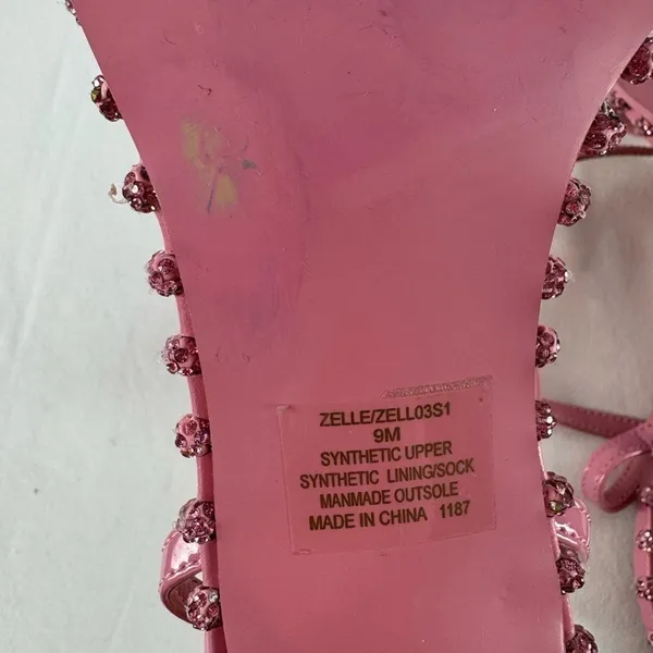 Steve Madden Zelle Square Toe‎ Rhinestone Heels in Pink Size 9 - Image 9