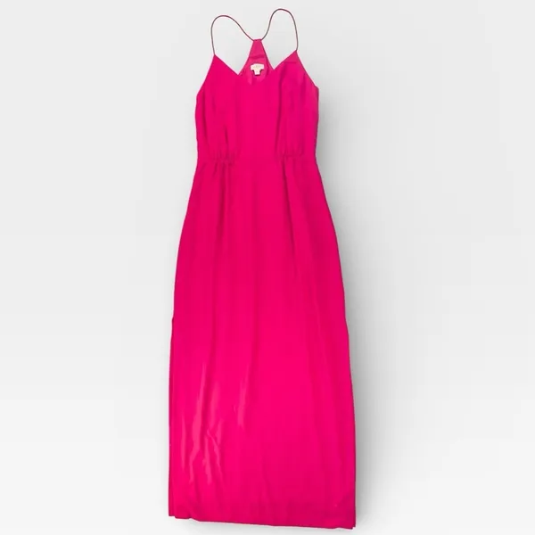 J.Crew Vibrant Pink Sleeveless Maxi Sundress Double Side Slit Dress Size 2 - Image 2
