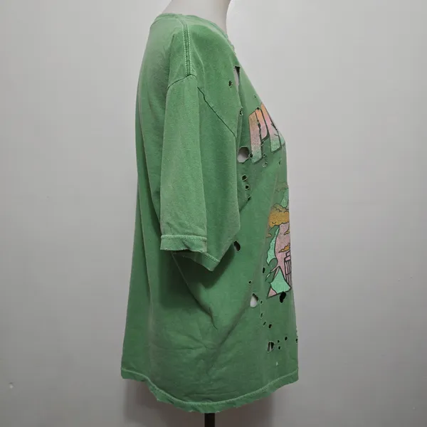Buckle Retro Pink Floyd Washed Green Distressed Animals Band S/M T-Shirt - Image 4