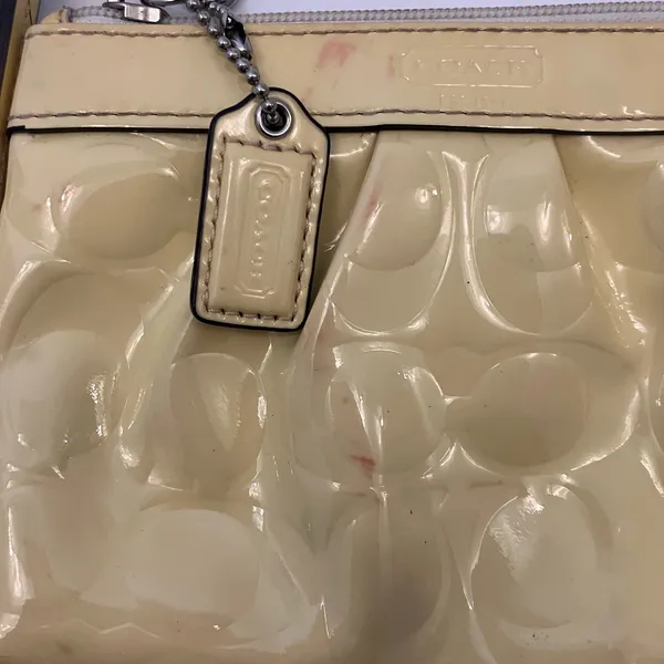 Coach Yellow Patent Leather Signature Print Wristlet - Image 3