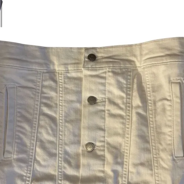 Lands' End Women's White Denim Jacket XL Long Sleeve‎ Casual - Image 10