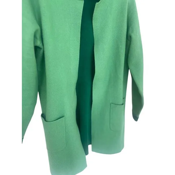 J Jill Cardigan Long Green Jade Front Pockets Jacket Blazer Size Small Career‎ - Image 3