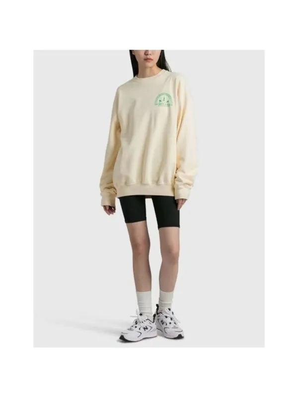 NEW Sporty & Rich Fitness Group Crewneck Sweatshirt M Off White Fleece Oversized - Image 5