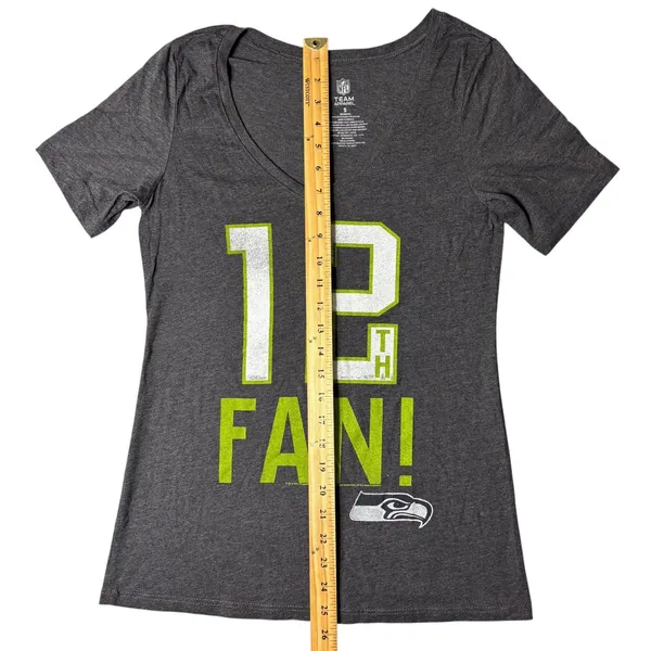 NEW Seattle Seahawks T Shirt‎ Womens S Gray NFL Team Apparel 12th Fan V Neck - Image 6