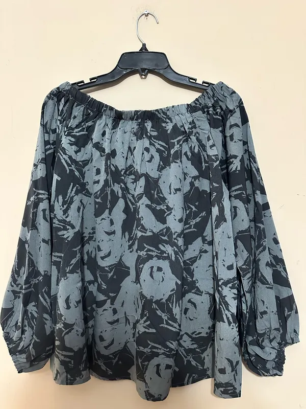 By Together Charcoal Gray Off Shoulder Blouse | Flowy Boho Top Size Small - Image 2
