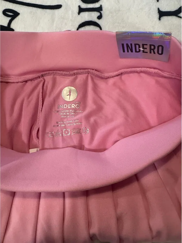 Indero Active Women's Solid Pleated Athletic Skort Skirt Size L Pink Size L - Image 6