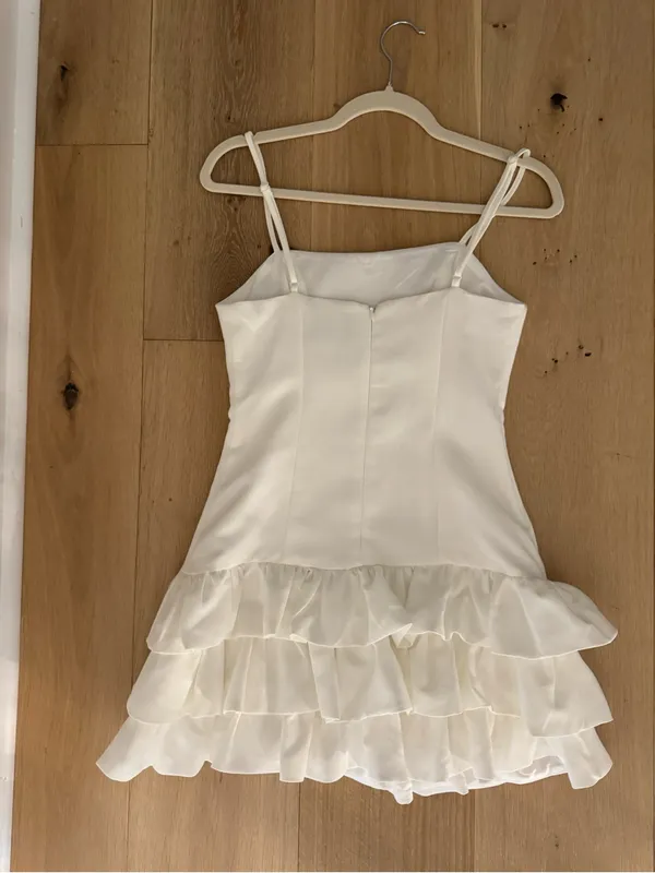 Do + Be White Tiered Ruffle Mini Dress - Image 3