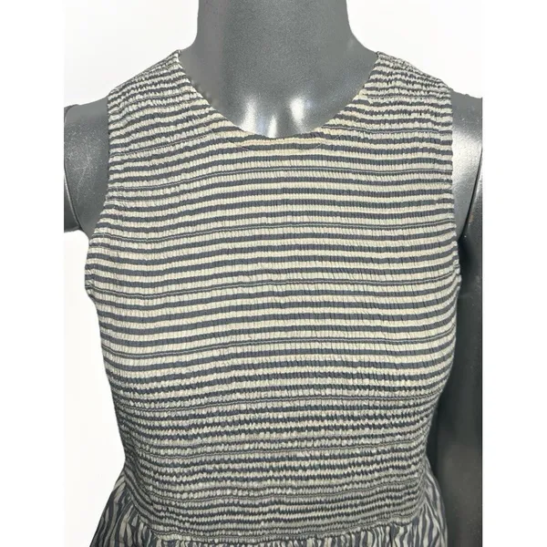 Marine Layer Darcy Smocked Poplin Dress M Pima Cotton NWT Navy Stripe - Image 13