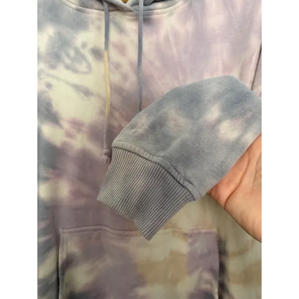American Eagle Women Tie Dye Oversized Hoodie Purple Tan Side Slit Sweatshirt XS - Image 12