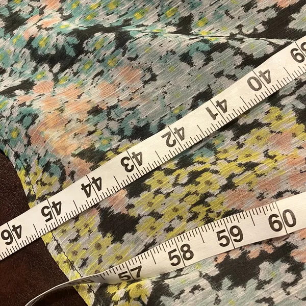 LOFT‎ Size 4 Floral Midi Dress Grey Pastel Button Front Sheer Lined Long Sleeve - Image 16