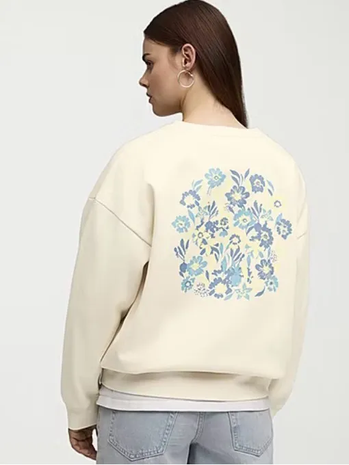Puma Size Large Women’s In Alpine Snow Floral-Back Crewneck Sweatshirt. New - Image 3