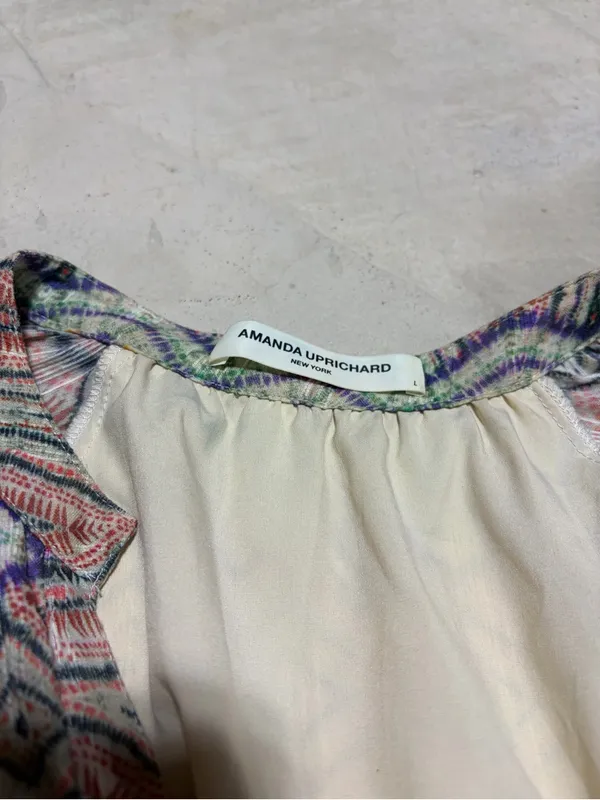 Amanda uprichard Diego Patterned Boho Tiered Dress large - Image 3