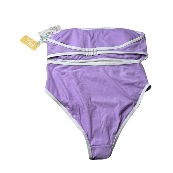 Kona Sol Lavender Purple Retro Ringer Terry Bikini Set Size Medium New NWT - Image 6
