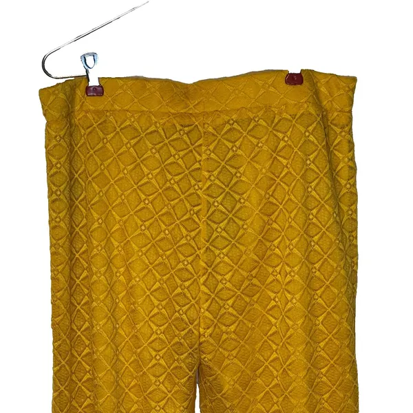 Lucky & Blessed Womens Pants Flare Leg Stretch Boho Hippie Lace Yellow Large NWT - Image 5
