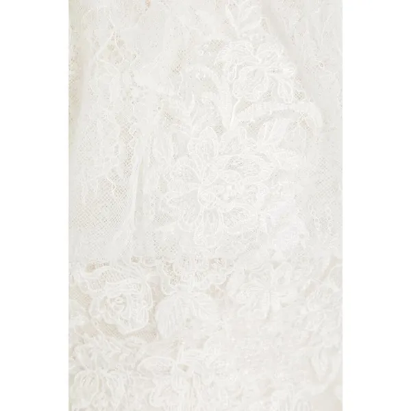Theia Imelda off-the-shoulder embellished Chantilly Ivory lace bridal gown sz O - Image 6