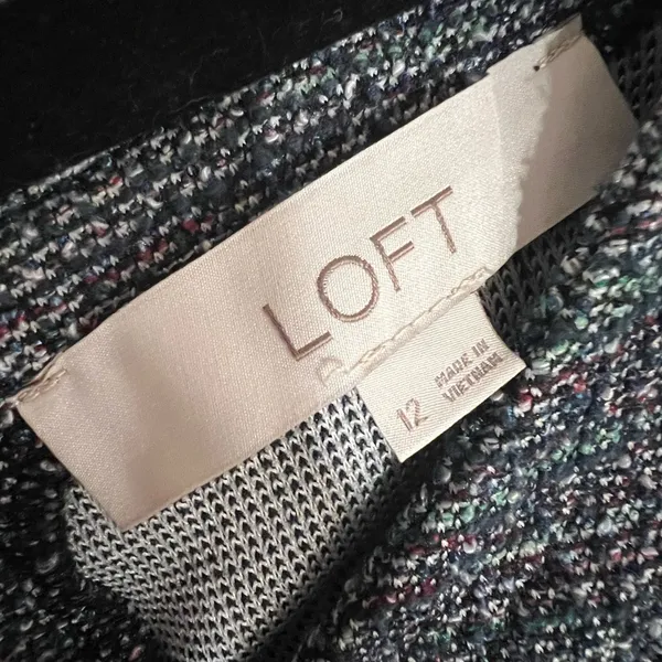 LOFT Tweed Button Pocket Short Shift Dress Blue Sz 12 - Image 7
