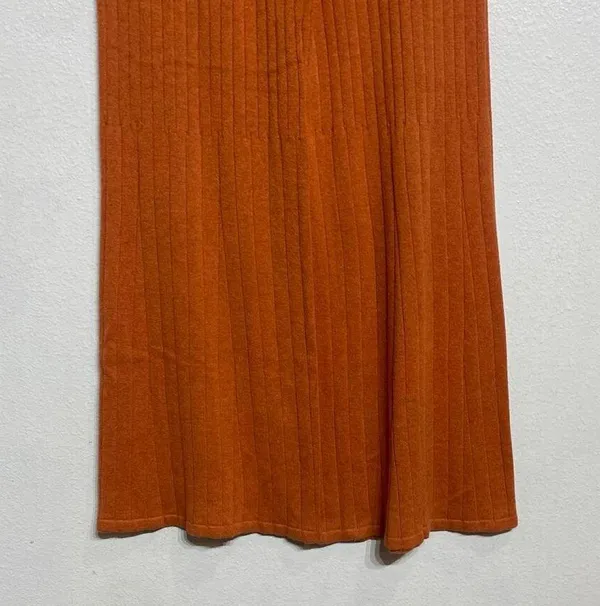 Free People Orange Keep It Real Ribbed Flare Pant Sz M - Image 4