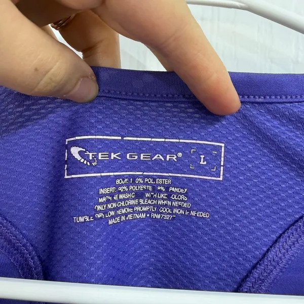 Tek‎ Gear purple blue active stretch v-neck athletic short sleeve shirt large - Image 3