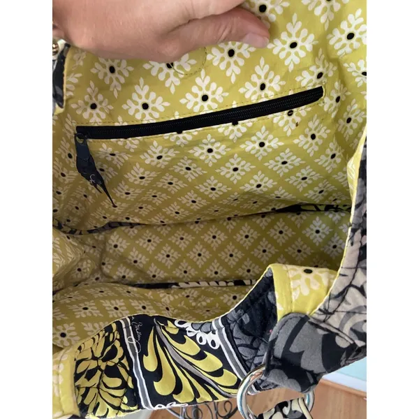 VERA BRADLEY ~ Shoulder Purse Handbag in‎ Baroque Yellow Black Gray - Image 4