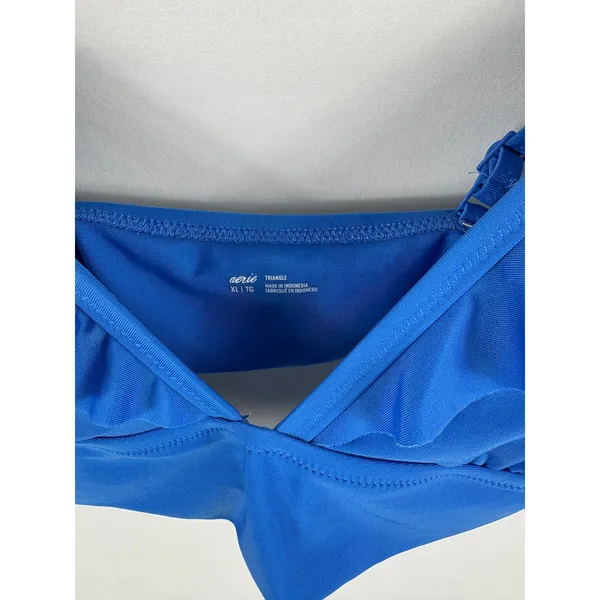 Aerie Blue Triangle Ruffle Bikini top Size XL - Image 4